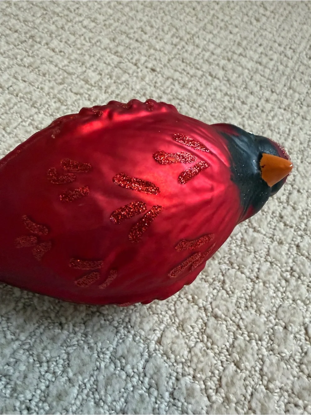 Northern Red Cardinal Bird Ornament Old World Christmas- glass